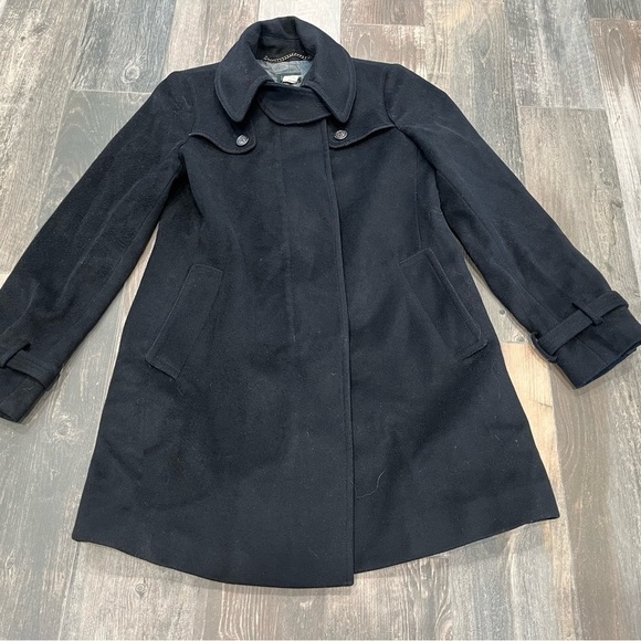 J.Crew 100% Wool Pea Coat Women Size 4 Black - Picture 1 of 5